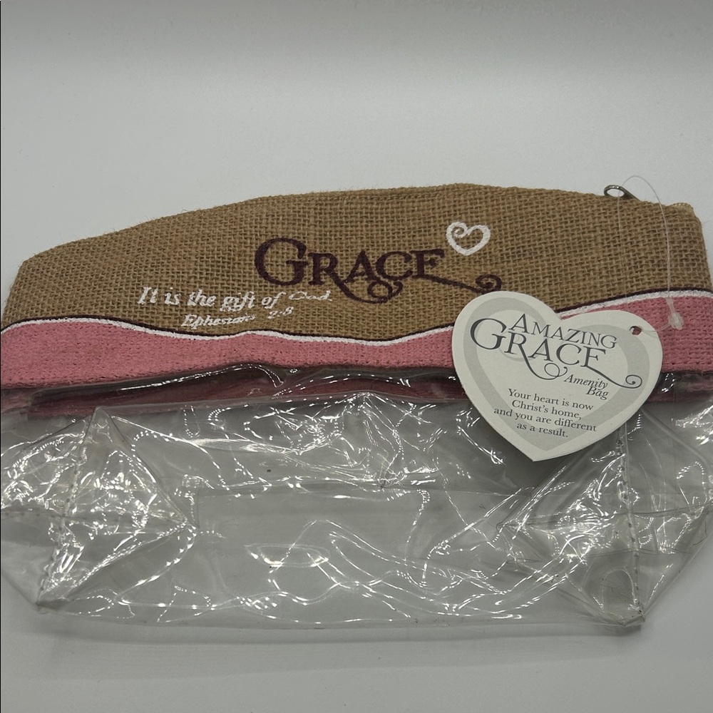 Clear Travel Bag with Pink Trim